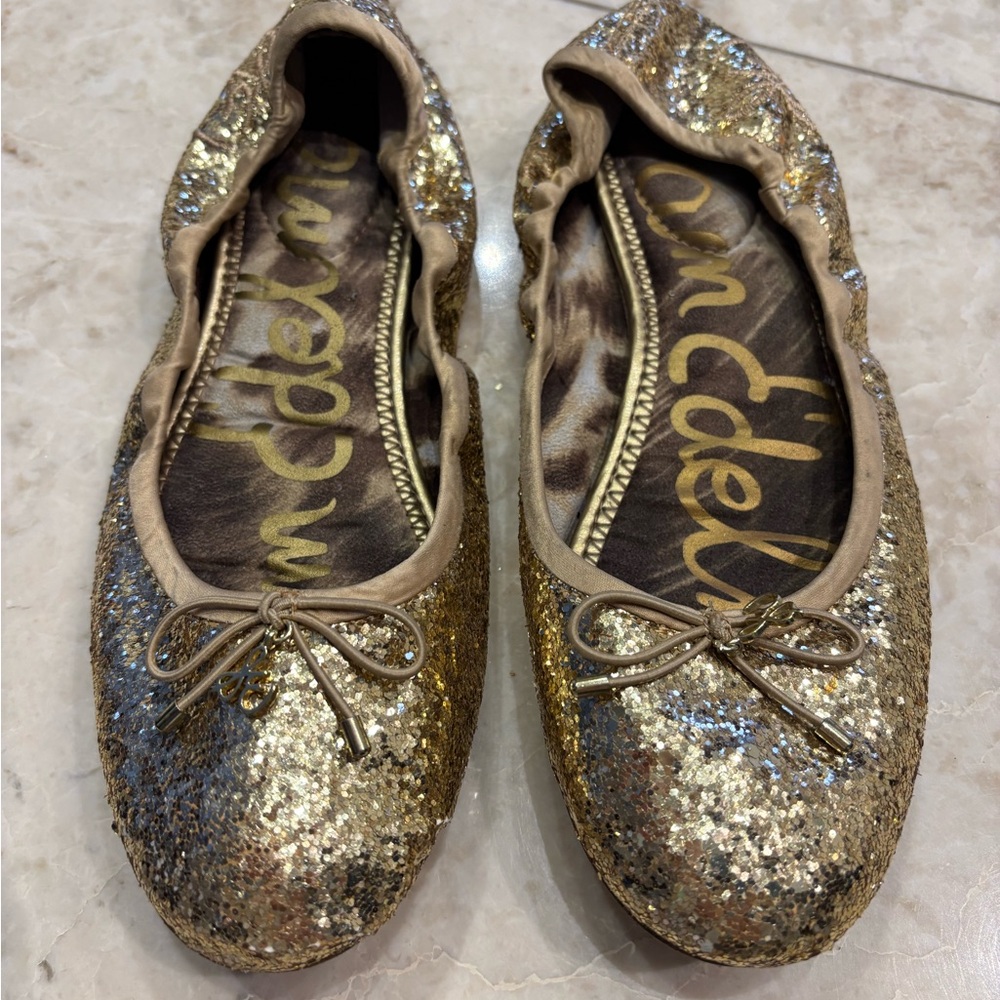 Sam Edelman Glittering Gold Flats